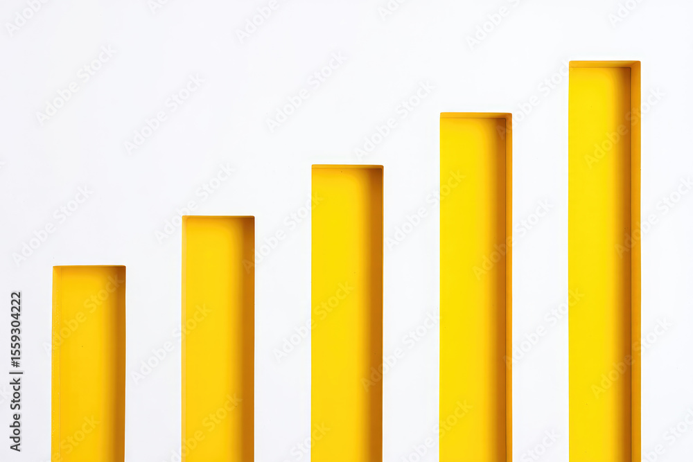 Poster illustrating gradual improvement a series of yellow bars increasing in height representing steady pr