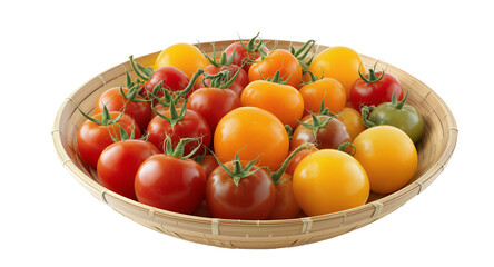 Colorful Variety of Tomatoes in a Basket