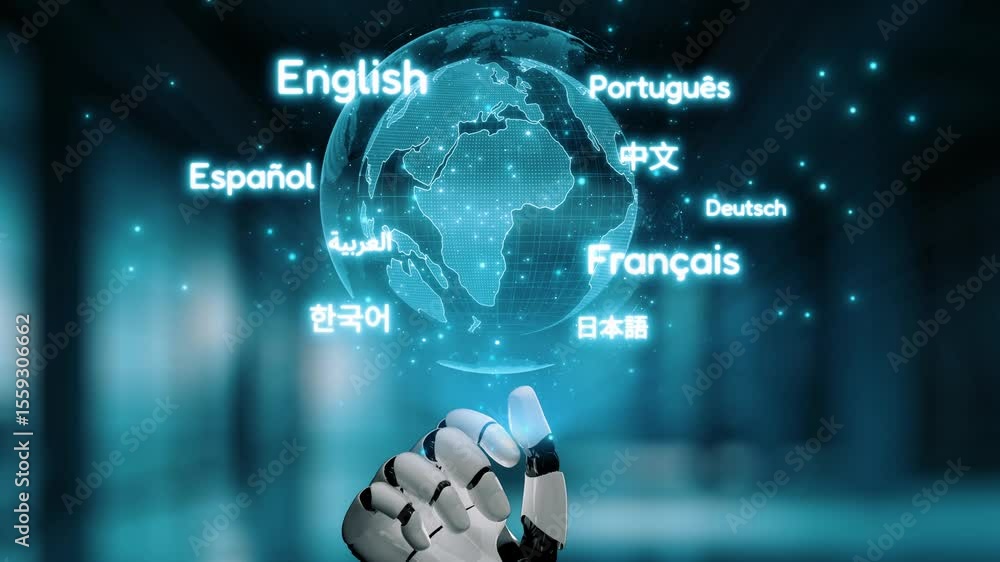 Poster ai artificial intelligence bridges global language communication with multilingual virtual assistant
