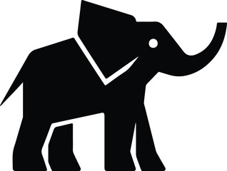 Silhouette of a simplified elephant black icon vector Illustrator
