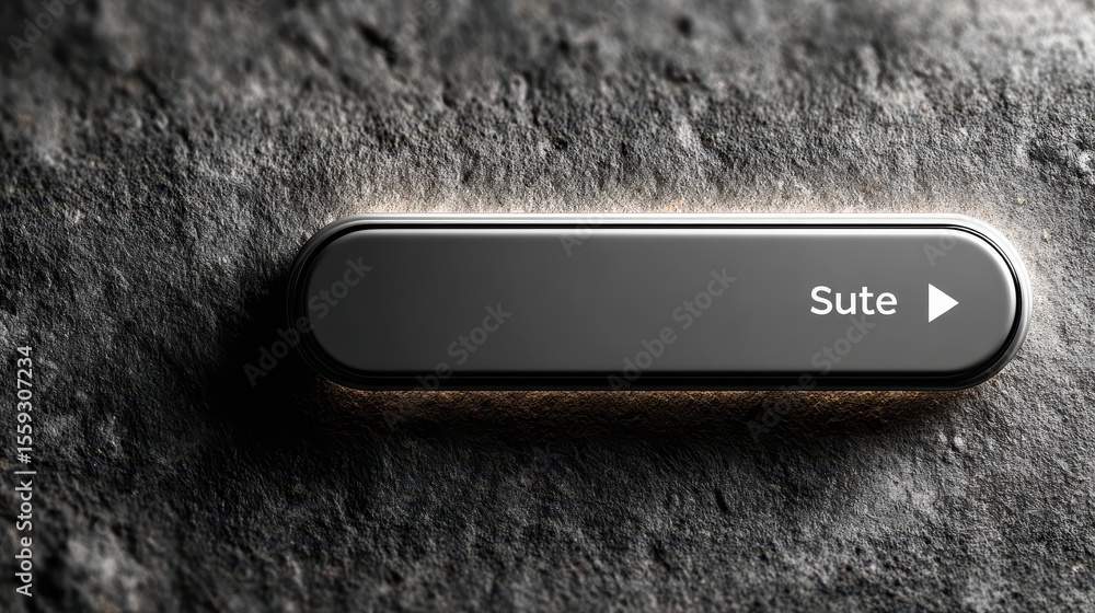 Poster sute arrow button on rock surface directing forward for web design graphic elements with glow effect