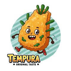 Golden Fried Shrimp Tempura Vector Illustration Delicious Japanese Dish Graphic