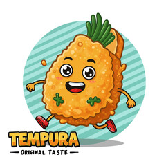Cute Tempura Character Vector Illustration Funny Japanese Food Art