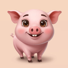 Cute Smiling Pig Vector Illustration Adorable Cartoon Farm Animal with Happy Face, Cheerful Livestock Art