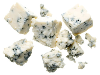 blue cheese crumbles isolated on white background PNG ,AI GENERATED