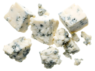 blue cheese crumbles isolated on white background PNG ,AI GENERATED