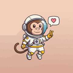 Happy Spaceman Monkey Vector Art