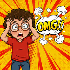 OMG Expression Boy Vector Illustration