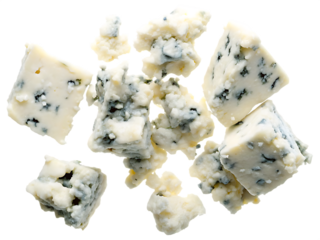 blue cheese crumbles isolated on white background PNG ,AI GENERATED