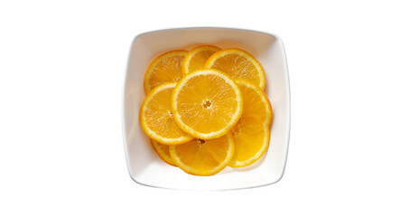 Orange slices in a white bowl fresh citrus fruit healthy food breakfast