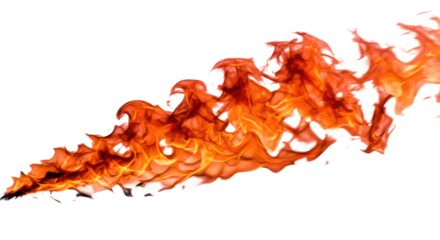 Fiery Flame Isolated on White.