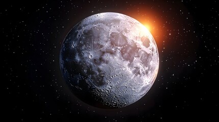 Moon, space, sunrise, craters, cosmic, background, illustration, science