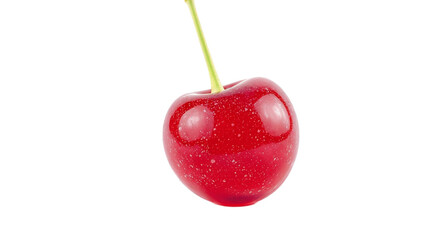 Single Red Cherry Isolated on White Background