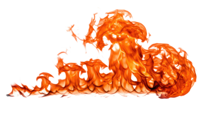 Fiery Orange Flames Isolated on White Background 3.
