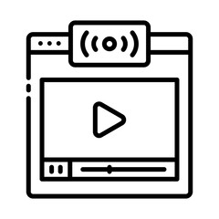 video stream outline icon for online play and media watch
