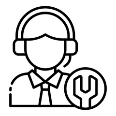support outline icon for online tech help and user fix service