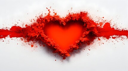 Red heart explosion paint splatter Valentine's Day card design