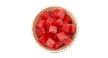 Watermelon Cubes in Wooden Bowl Summer Fruit Refreshing Dessert