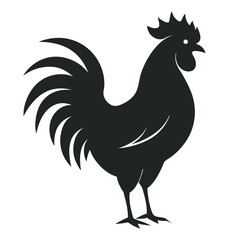 Majestic Rooster Silhouette A Striking Vector Illustration of a Proud Farm Animal