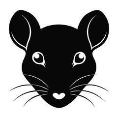Stylized Black and White Mouse Silhouette Vector Illustration of Rodent Head, Perfect for Designs, Logos, and Prints