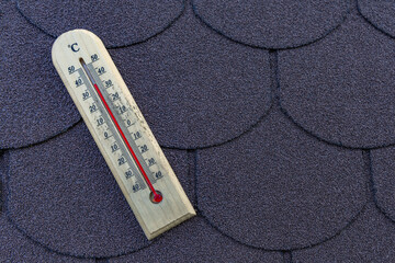 Measuring the temperature on the roof of the house,