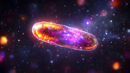 Glowing cosmic cell, space background, science illustration