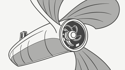 Stylized Illustration of a Submarine Propeller and Hull.