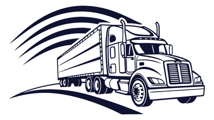Stylized SemiTruck Illustration with Abstract Design Elements.