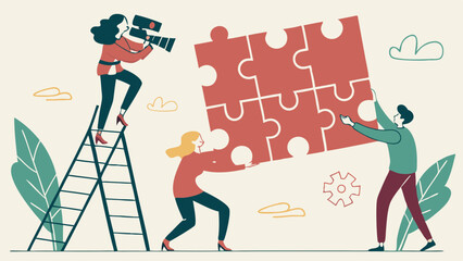 Teamwork and Collaboration Assembling a Puzzle for Success.
