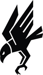 Silhouette stylized falcon swooping abstract emblem vector Illustrator