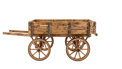 Fototapeta premium Wooden Cart Isolated on Transparent Background PNG