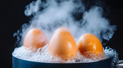 Steaming eggs boiling pot kitchen cooking food