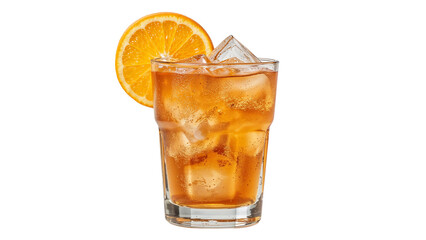 Iced Tea with Orange Slice in Glass Isolated on Transparent Background PNG