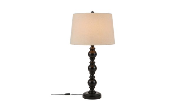 Vintage Table Lamp with Cream Shade Isolated on Transparent Background PNG