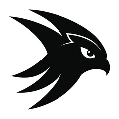 Powerful Black Falcon Head Vector Illustration Fierce Bird of Prey Design,  Perfect for Logos, Mascots, and Branding