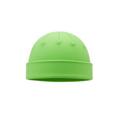 Fototapeta premium Light green knit beanie hat isolated on transparent background