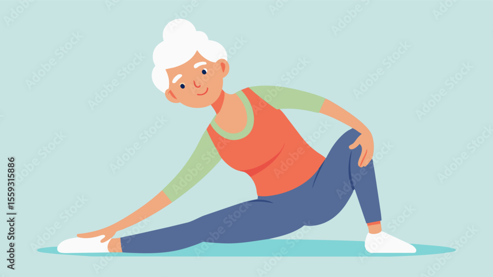 Poster an elderly person practicing seated stretches with the quote stretching can improve flexibility and 