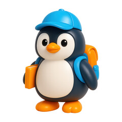 Fototapeta premium PNG Cute penguin with school accessories.