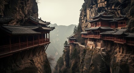 Mountaintop Temples Asian Architecture Cliffside Structures