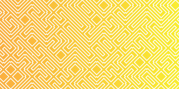 Seamless geometric pattern. Vector linear yellow pattern with swastika.