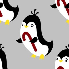 Christmas animals seamless penguin pattern for wrapping paper and fabrics