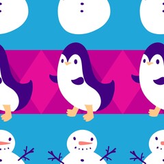 Christmas animals seamless penguin pattern for wrapping paper and fabrics