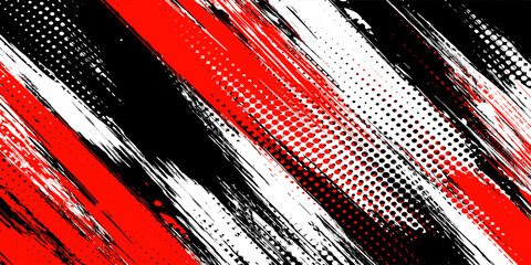 Black white red ink brush stroke. Japanese style. Vector illustration of grunge wave stains.Vector brushes illustration.