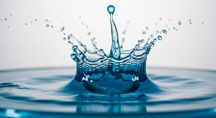 Fresh Water Drop Generating a Symmetrical Splash Crown Abstract Detail