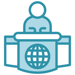 Anchor dual tone blue color mini illustration icon, use for journalist, broadcasting, news and media UI, UX kit, app and web development, digital or print.