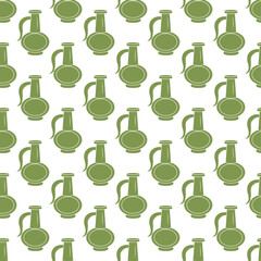 Olive oil bottle. Seamless pattern. Vector illustration.