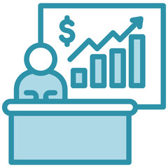 Chart Report dual tone blue color mini illustration icon, use for journalist, broadcasting, news and media UI, UX kit, app and web development, digital or print.