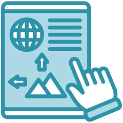 Editor dual tone blue color mini illustration icon, use for journalist, broadcasting, news and media UI, UX kit, app and web development, digital or print.