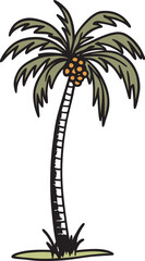 Obraz premium Cartoon palm tree with coconuts isolated on a white background