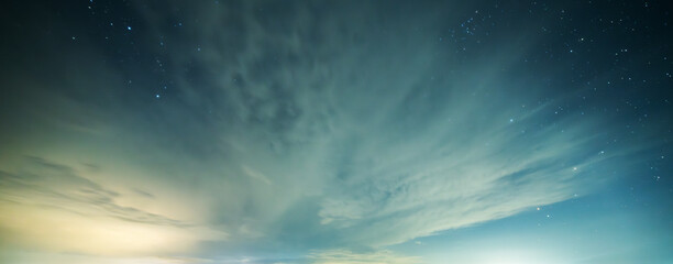Beautiful night sky background, with long exposure clouds, starry sky





